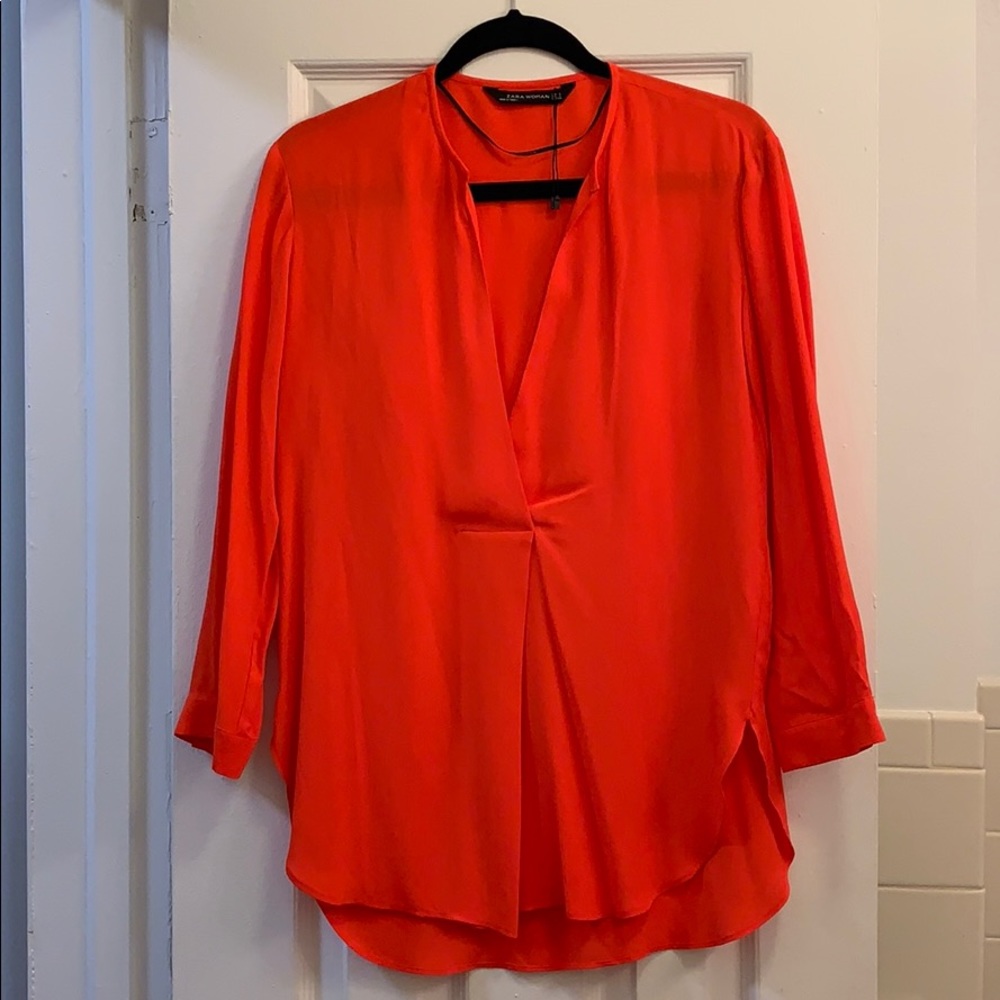 Orange zara blouse
